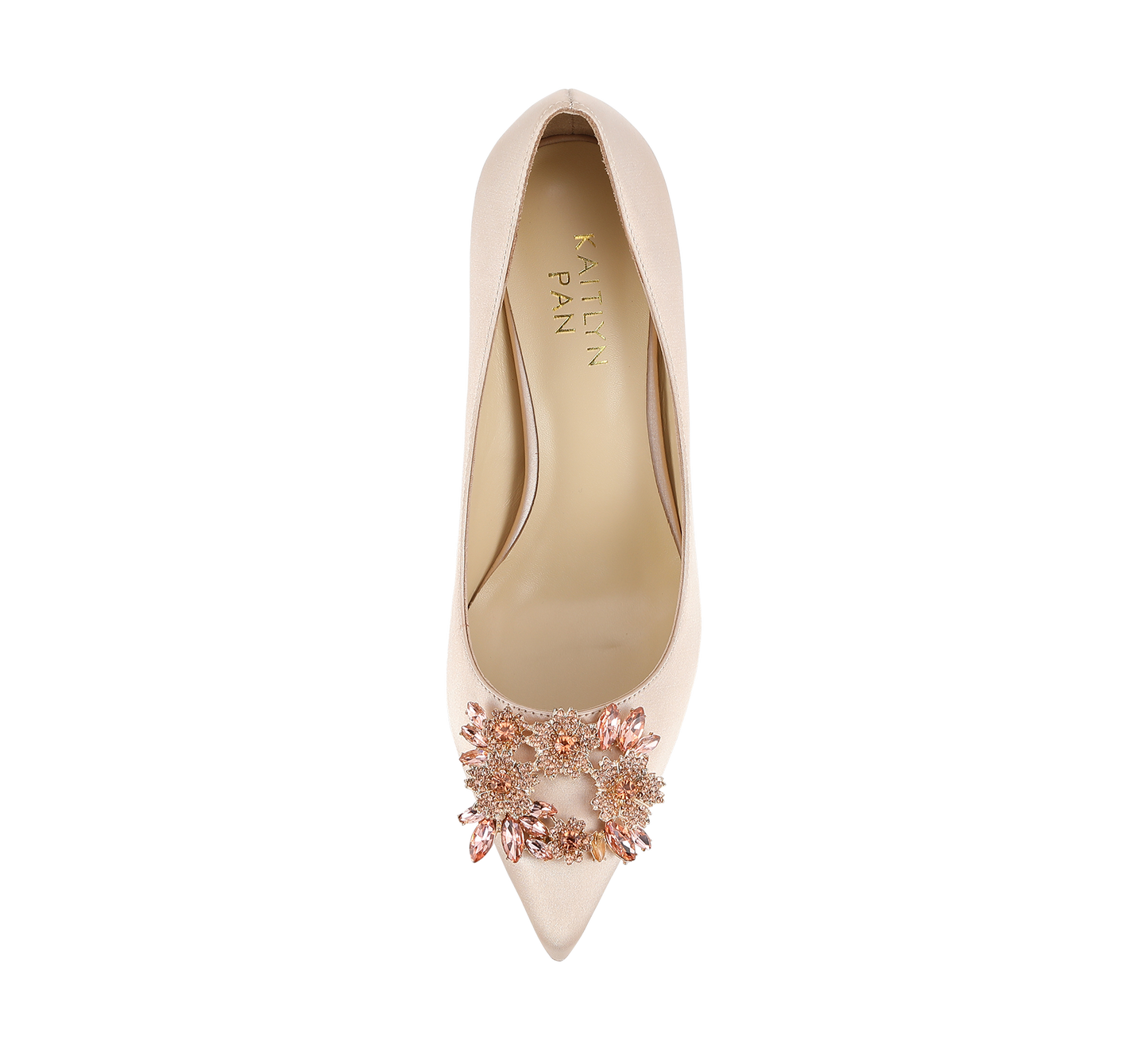 Crystal Buckle Satin Pumps - Kaitlyn Pan Shoes