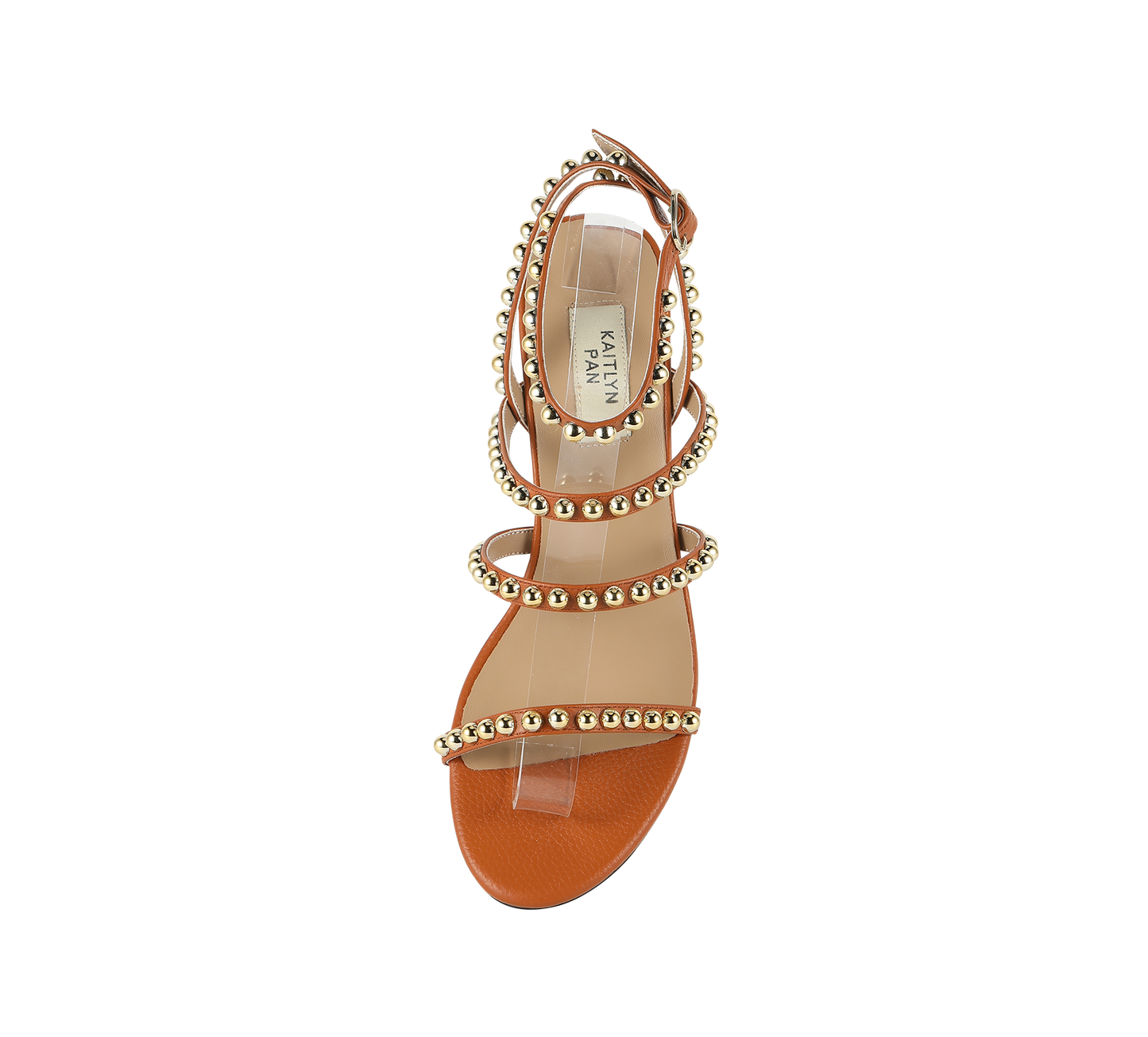 Kaisley Genuine Leather Studded Block Heel Caged Sandals - Kaitlyn Pan Shoes