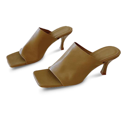 Katie Mid Heel Square Toe Sandals - Kaitlyn Pan Shoes