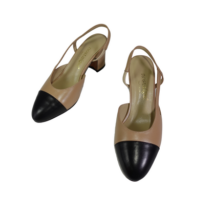 Eleutheria Genuine Lambskin Two Tone Slingbacks