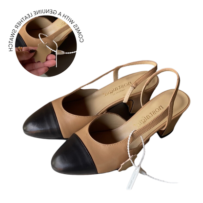 Eleutheria Genuine Lambskin Two Tone Slingbacks