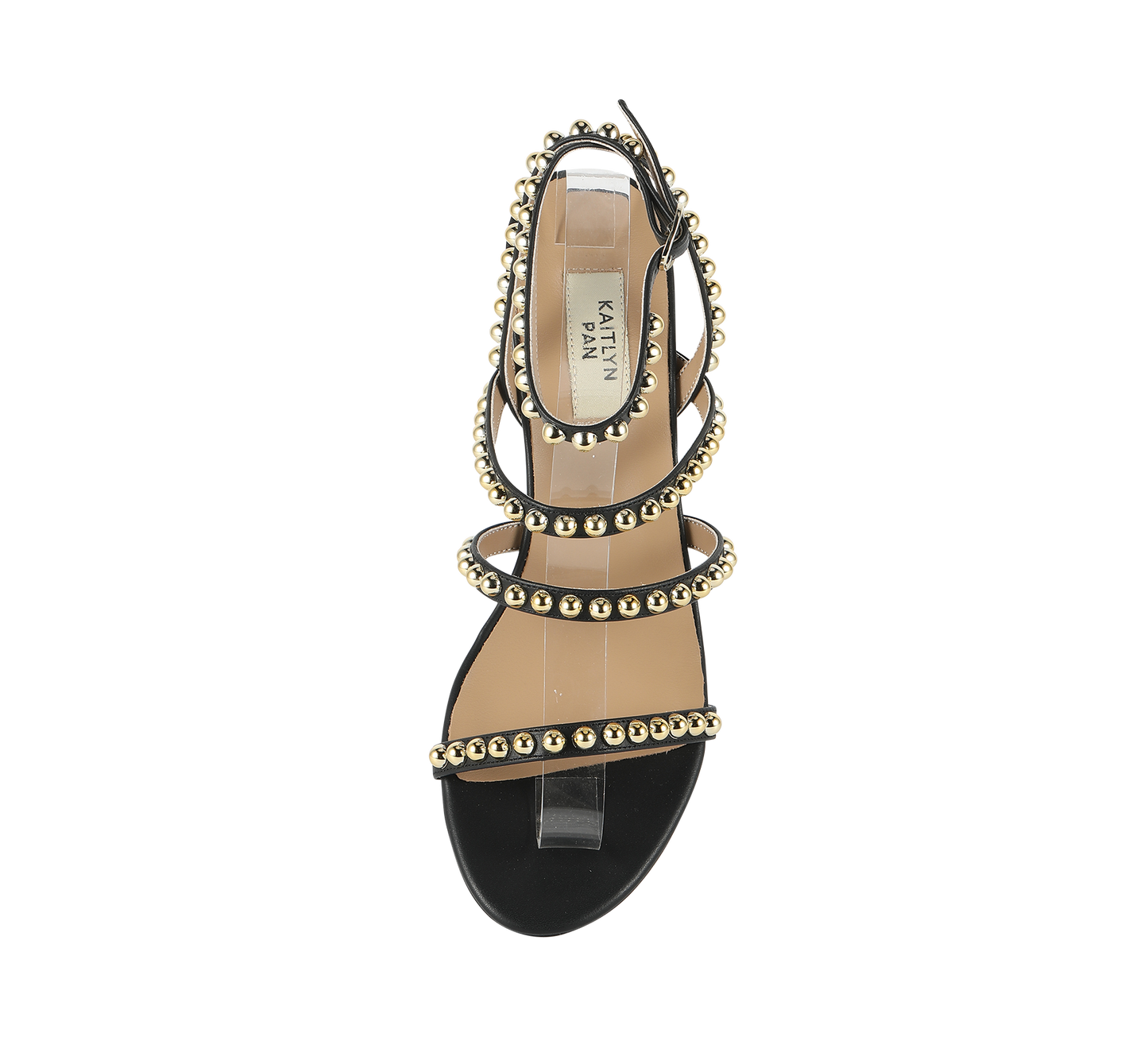 Kaisley Genuine Leather Studded Block Heel Caged Sandals - Kaitlyn Pan Shoes