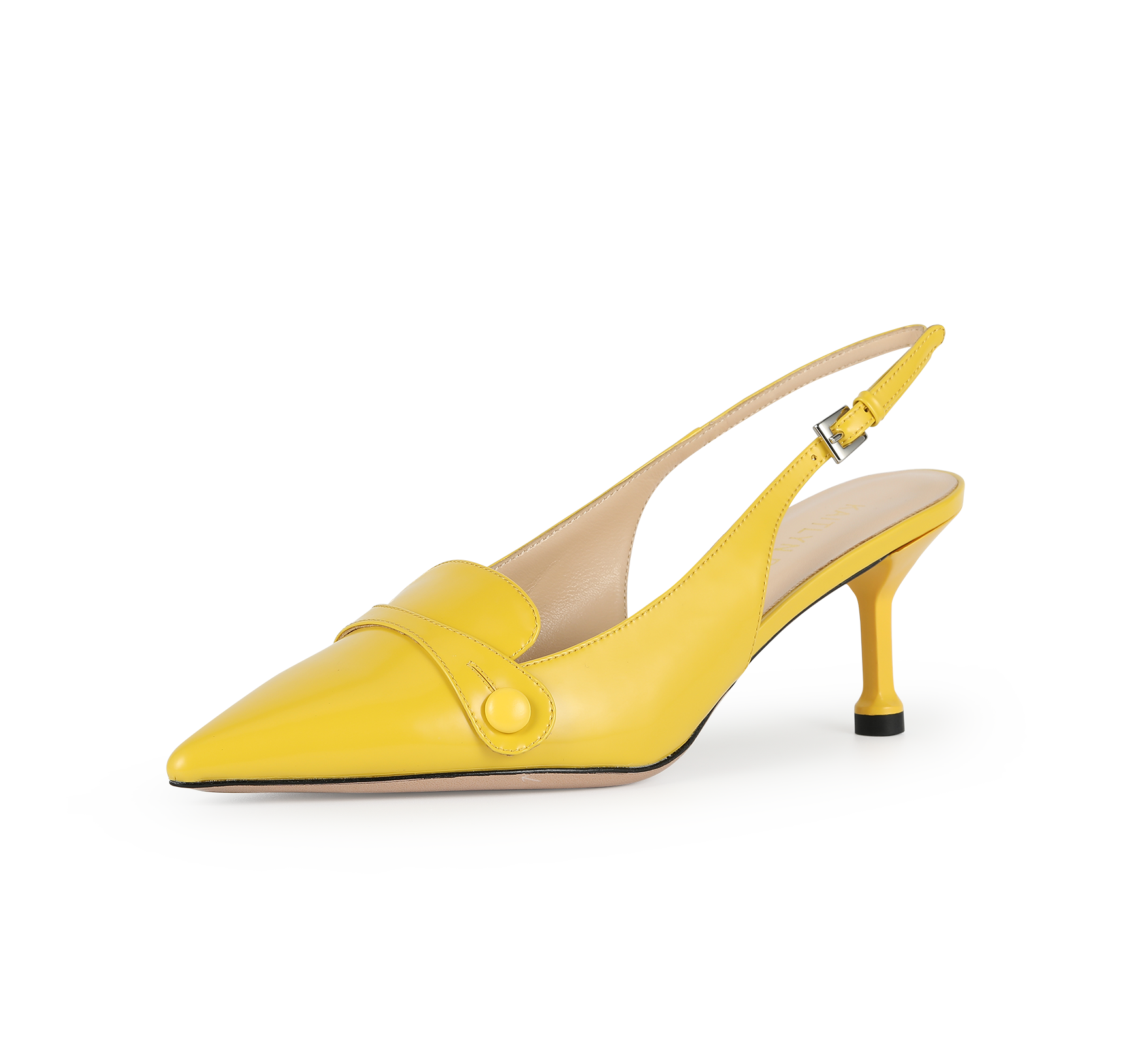 Pointed Toe Kitten Heel Slingbacks - Kaitlyn Pan Shoes