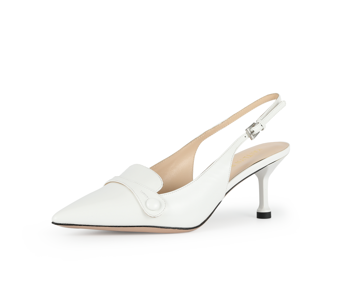 Pointed Toe Kitten Heel Slingbacks - Kaitlyn Pan Shoes