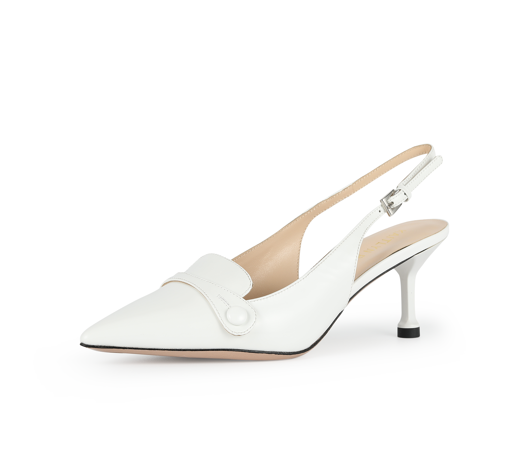 Pointed Toe Kitten Heel Slingbacks - Kaitlyn Pan Shoes