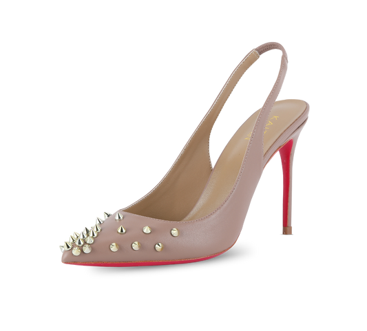 Spiky Slingback Pink Sole Pumps - Kaitlyn Pan Shoes