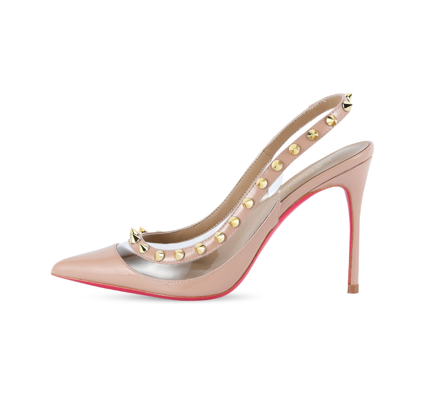 Spiky PVC Slingback Pink Sole Pumps - Kaitlyn Pan Shoes