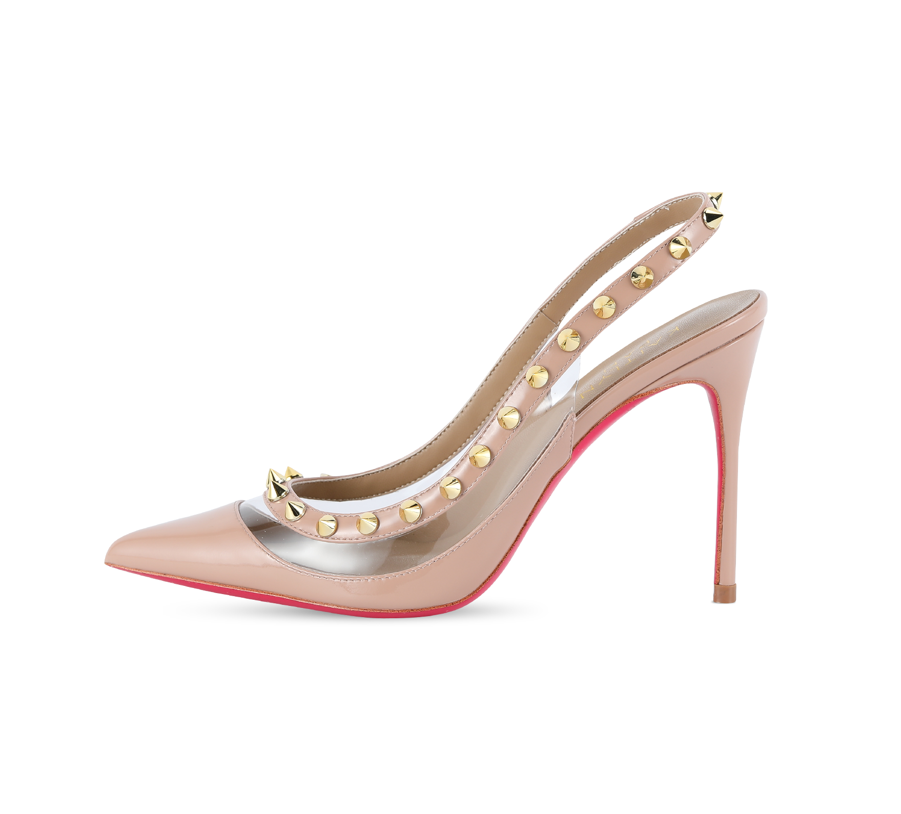 Spiky PVC Slingback Pink Sole Pumps - Kaitlyn Pan Shoes