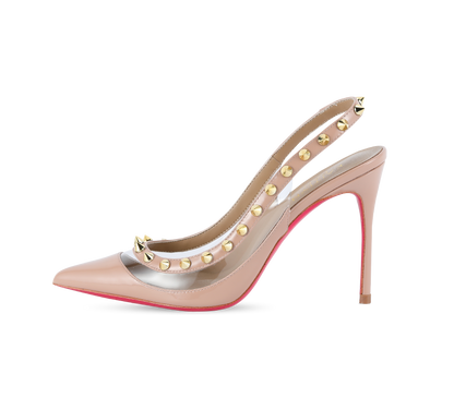 Spiky PVC Slingback Pink Sole Pumps - Kaitlyn Pan Shoes