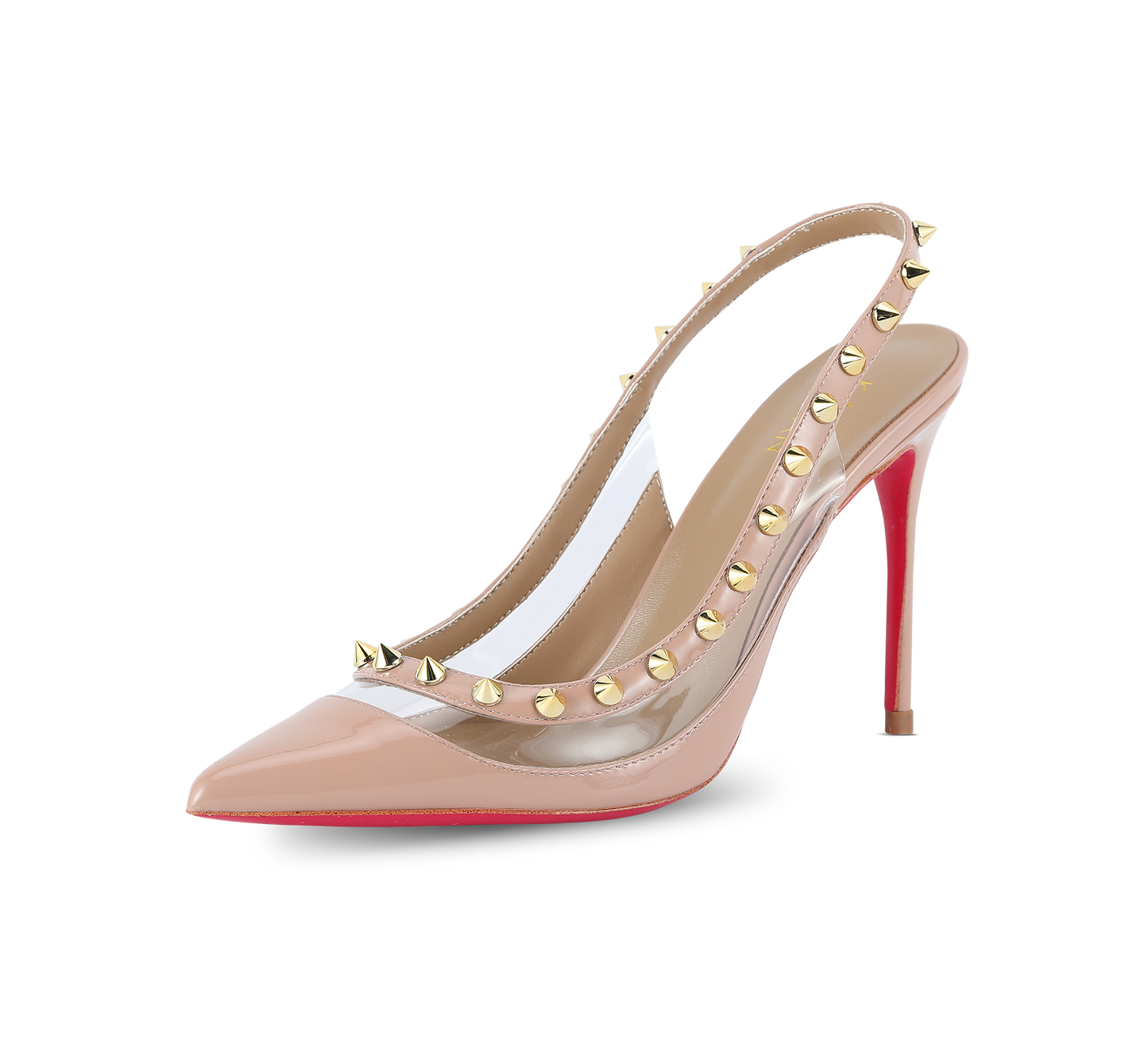 Spiky PVC Slingback Pink Sole Pumps - Kaitlyn Pan Shoes