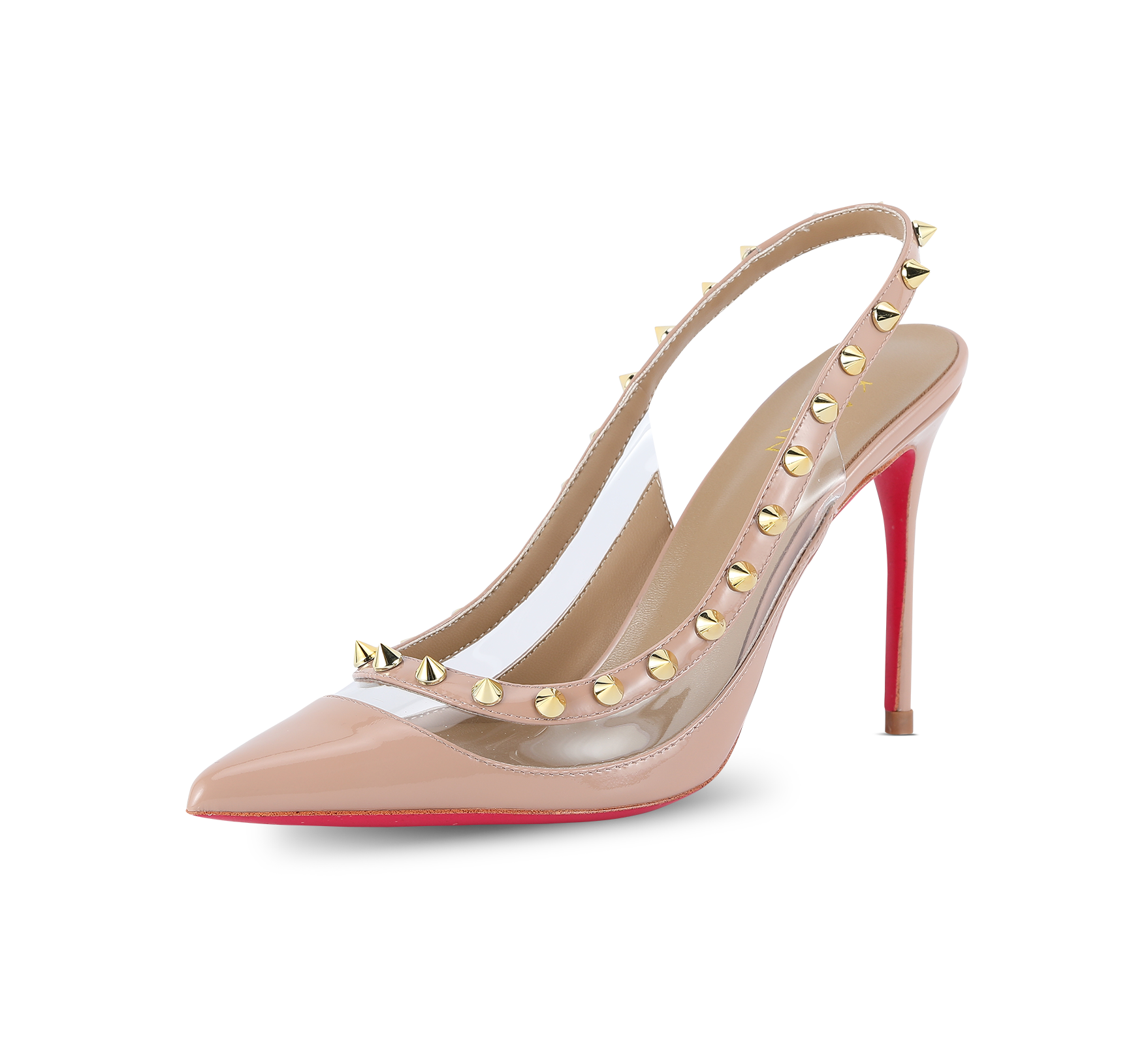 Spiky PVC Slingback Pink Sole Pumps - Kaitlyn Pan Shoes