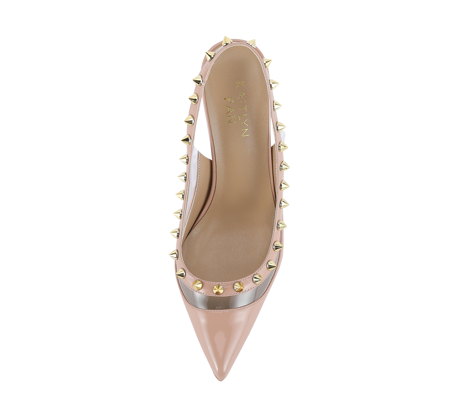 Spiky PVC Slingback Pink Sole Pumps - Kaitlyn Pan Shoes