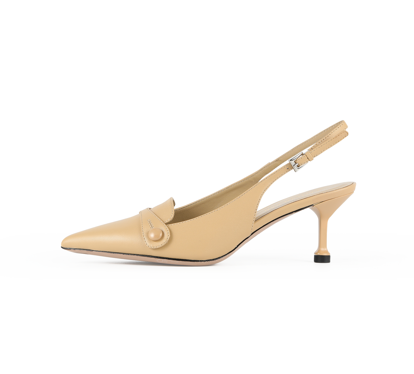 Pointed Toe Kitten Heel Slingbacks - Kaitlyn Pan Shoes