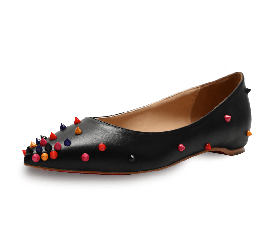 Skittle Studded Leather Flats - Kaitlyn Pan Shoes