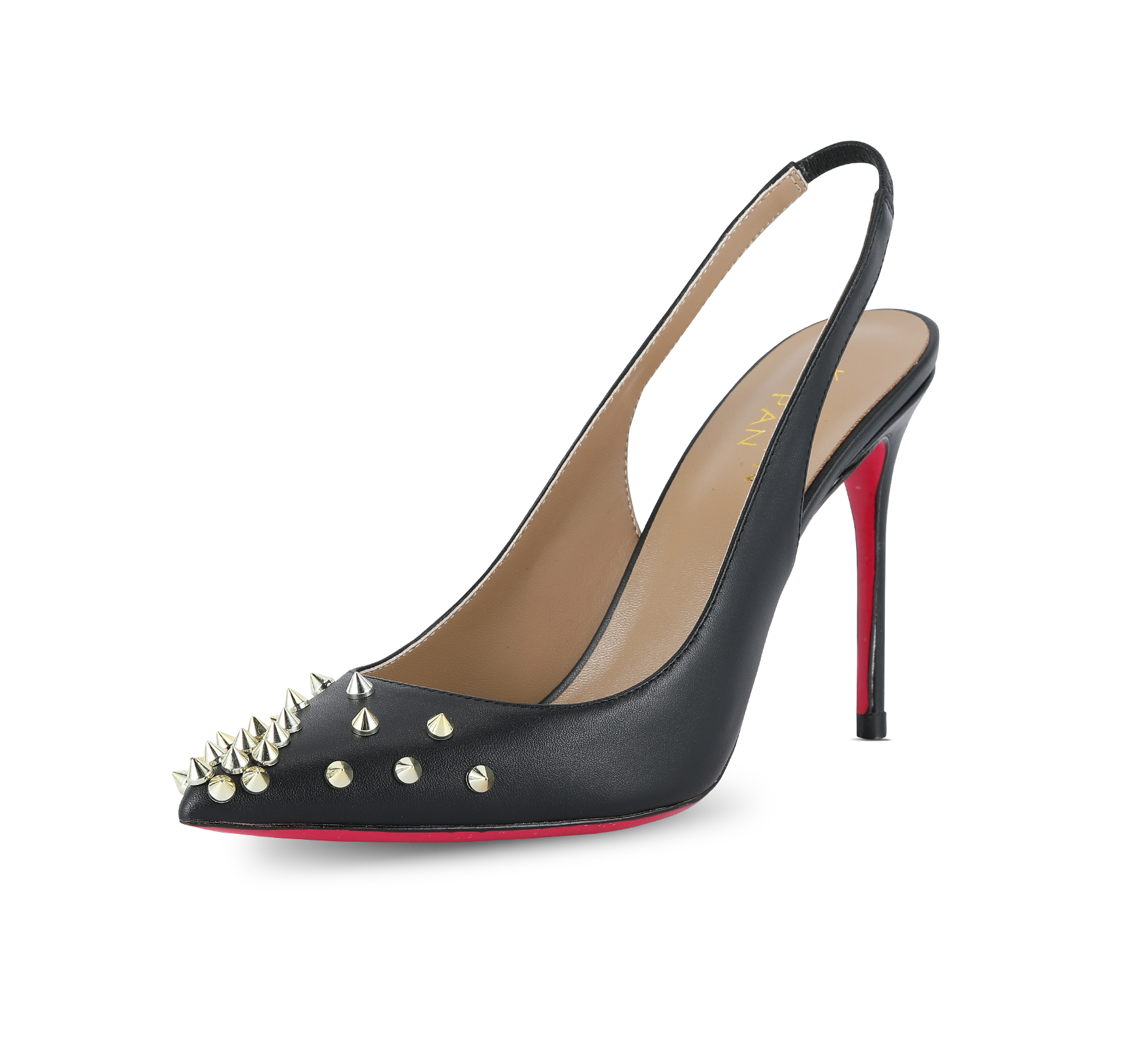 Spiky Slingback Pink Sole Pumps - Kaitlyn Pan Shoes