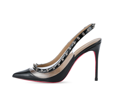 Spiky PVC Slingback Pink Sole Pumps - Kaitlyn Pan Shoes