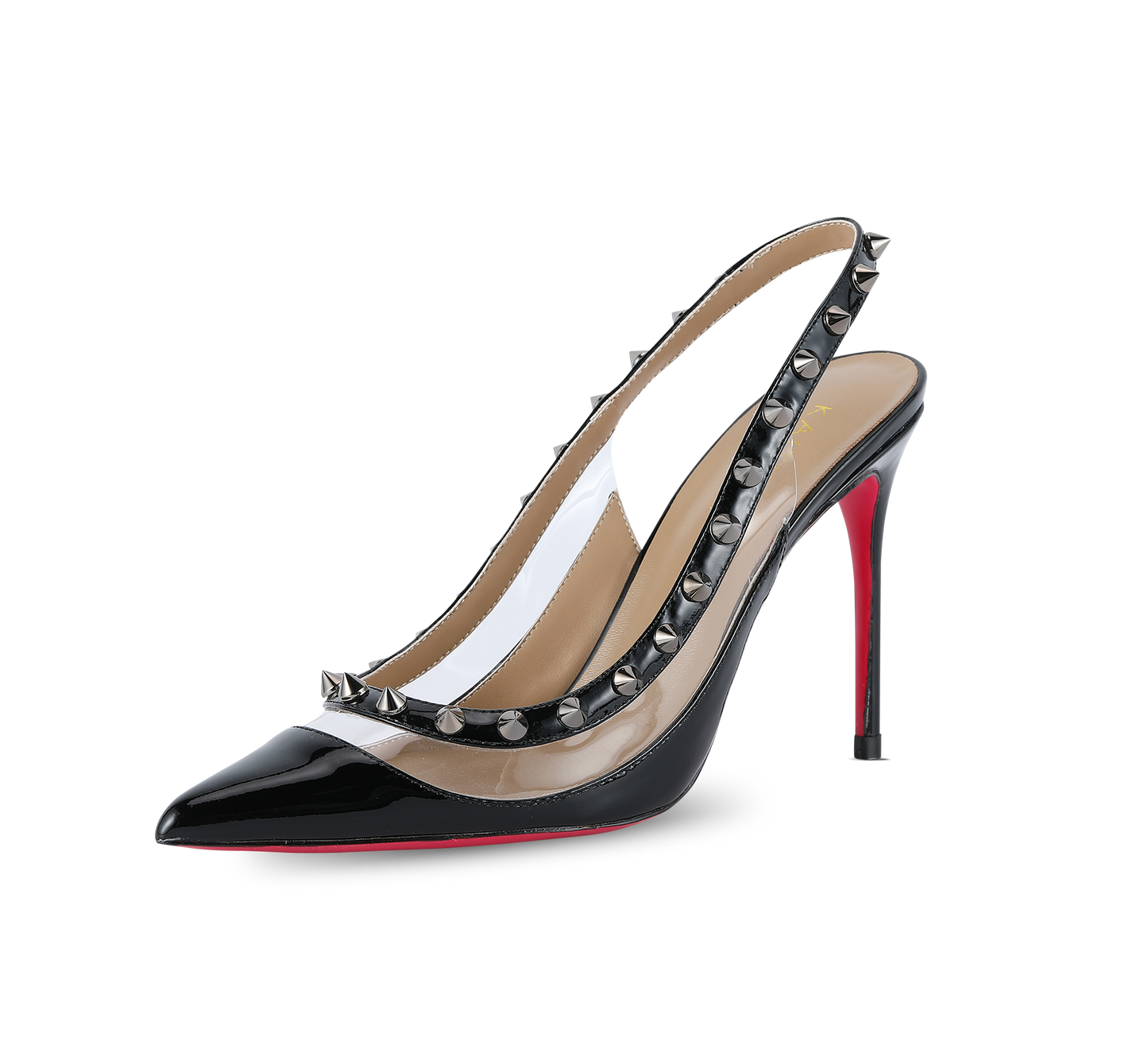 Spiky PVC Slingback Pink Sole Pumps - Kaitlyn Pan Shoes