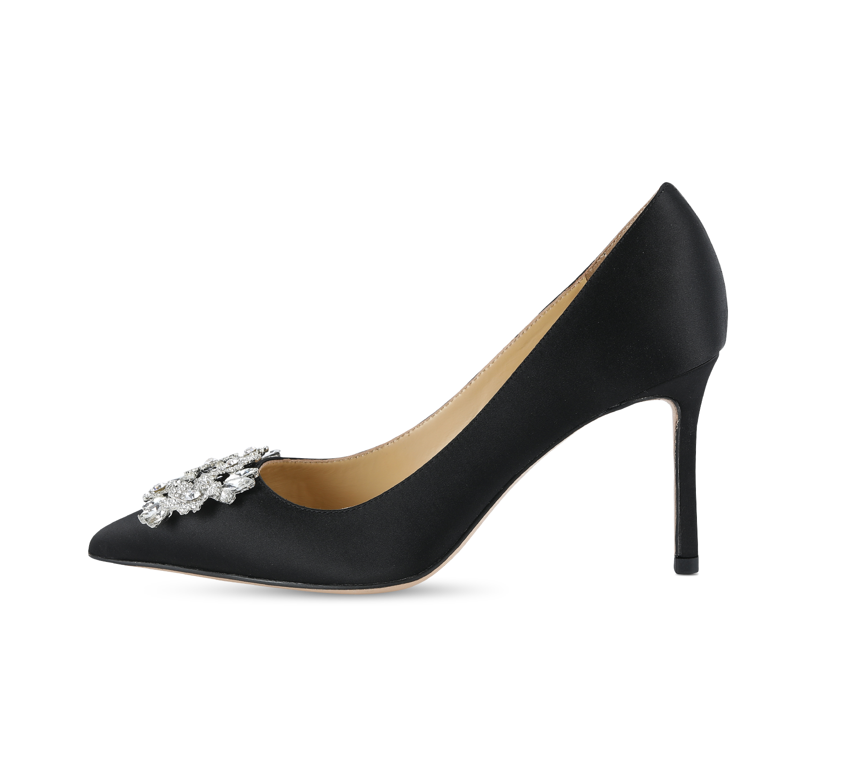 Crystal Buckle Satin Pumps - Kaitlyn Pan Shoes