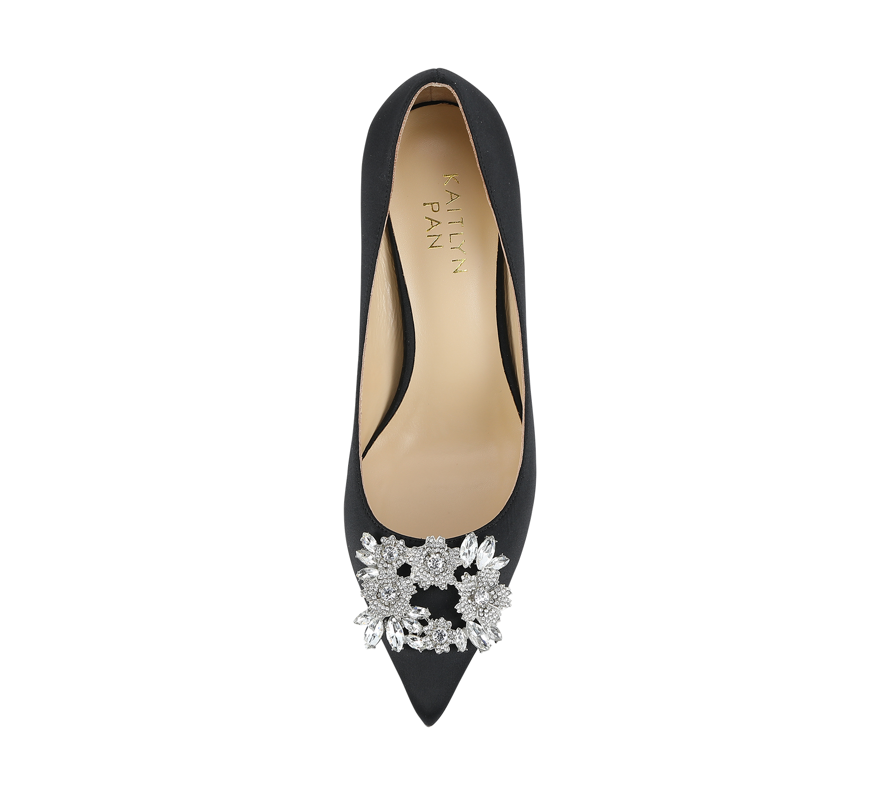 Crystal Buckle Satin Pumps - Kaitlyn Pan Shoes