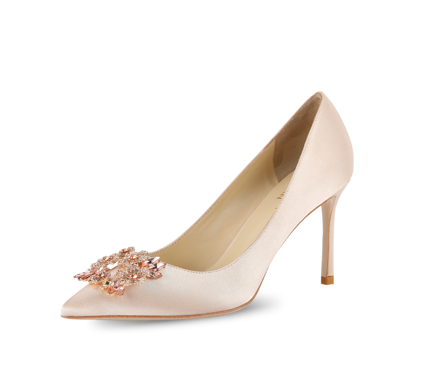 Crystal Buckle Satin Pumps - Kaitlyn Pan Shoes