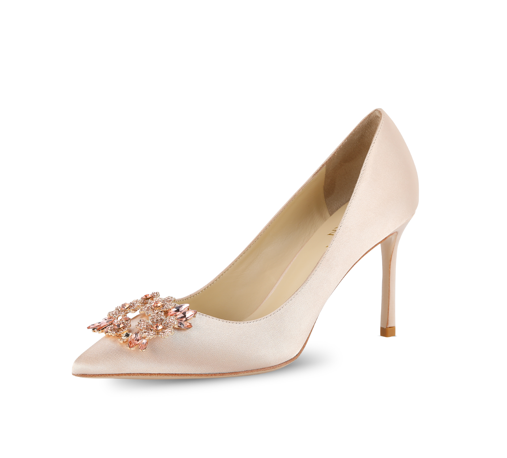 Crystal Buckle Satin Pumps - Kaitlyn Pan Shoes