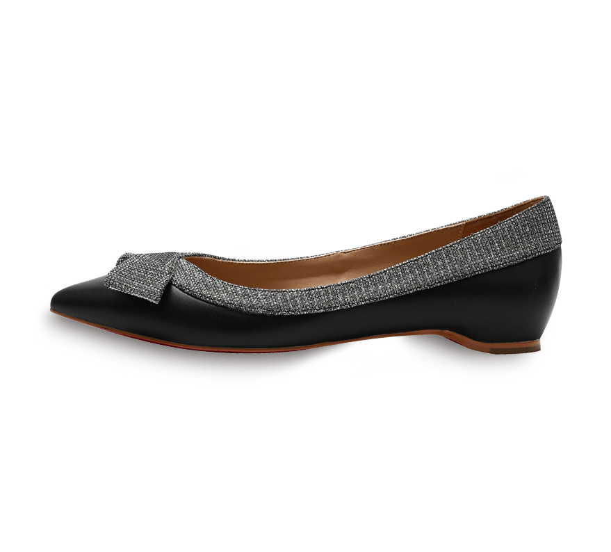 Crystal Leather Bow Flats - Kaitlyn Pan Shoes