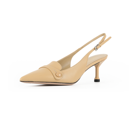 Pointed Toe Kitten Heel Slingbacks - Kaitlyn Pan Shoes