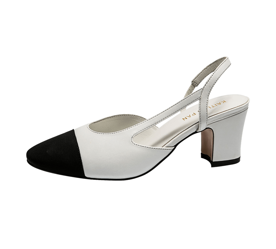Two Tone Block Heel Slingback Sandals - Kaitlyn Pan Shoes