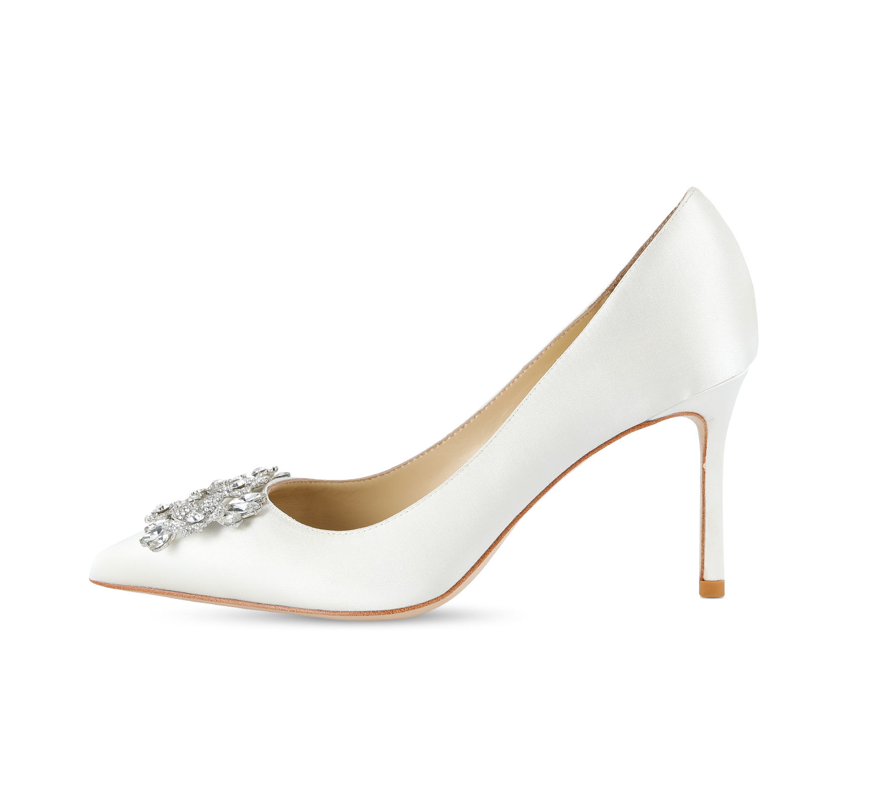 Crystal Buckle Satin Pumps - Kaitlyn Pan Shoes