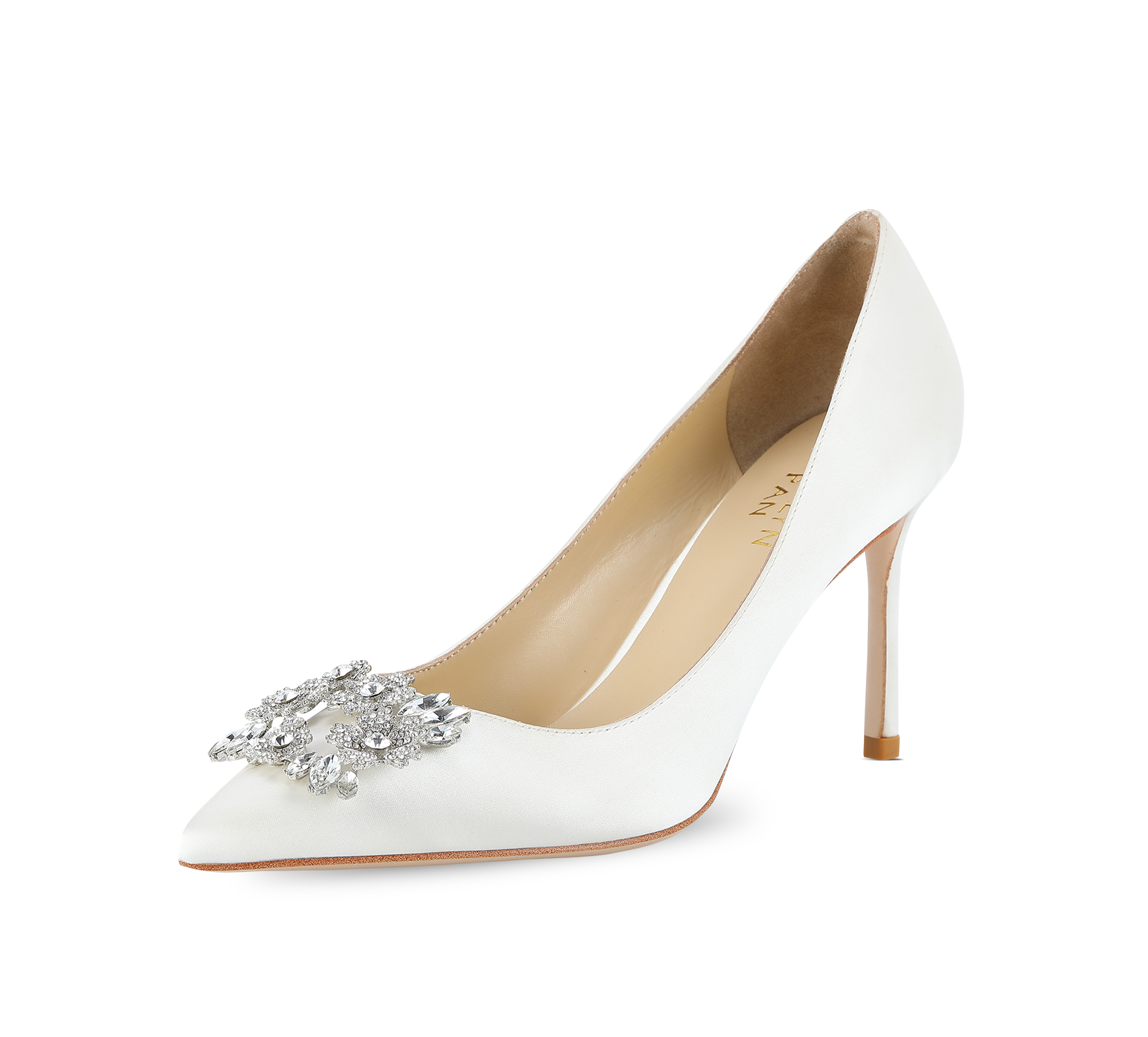 Crystal Buckle Satin Pumps - Kaitlyn Pan Shoes
