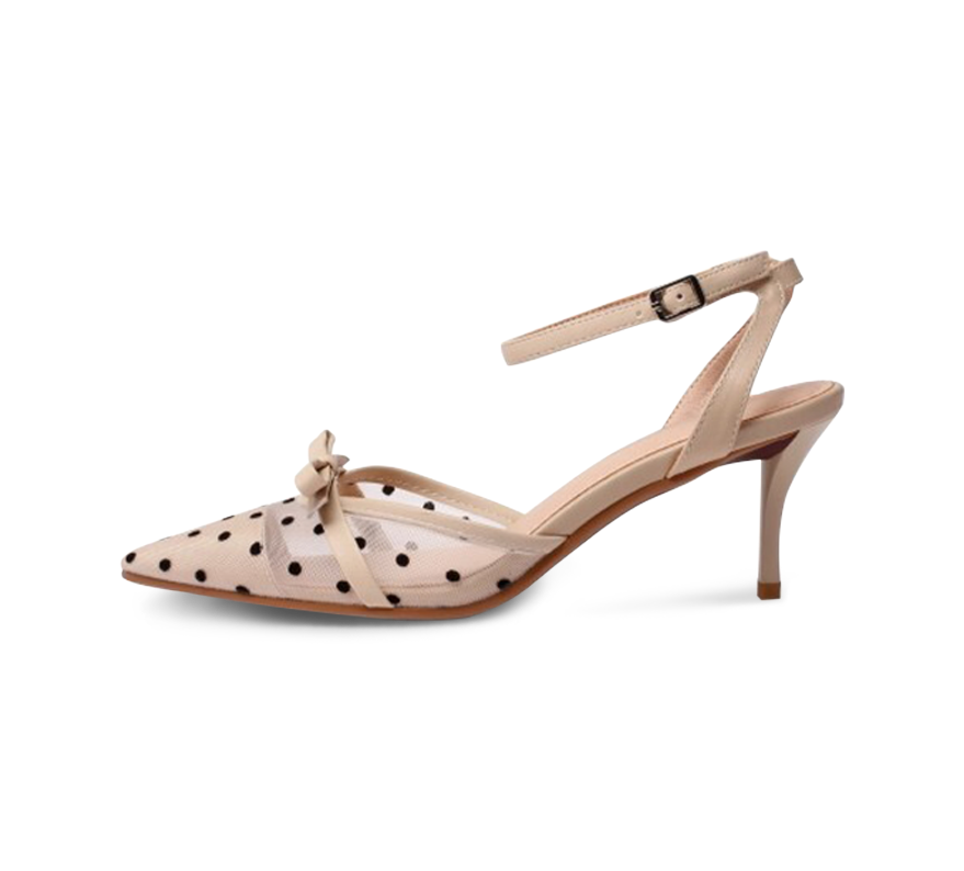 Cara Lace Dot Mid Heel Sandals - Kaitlyn Pan Shoes