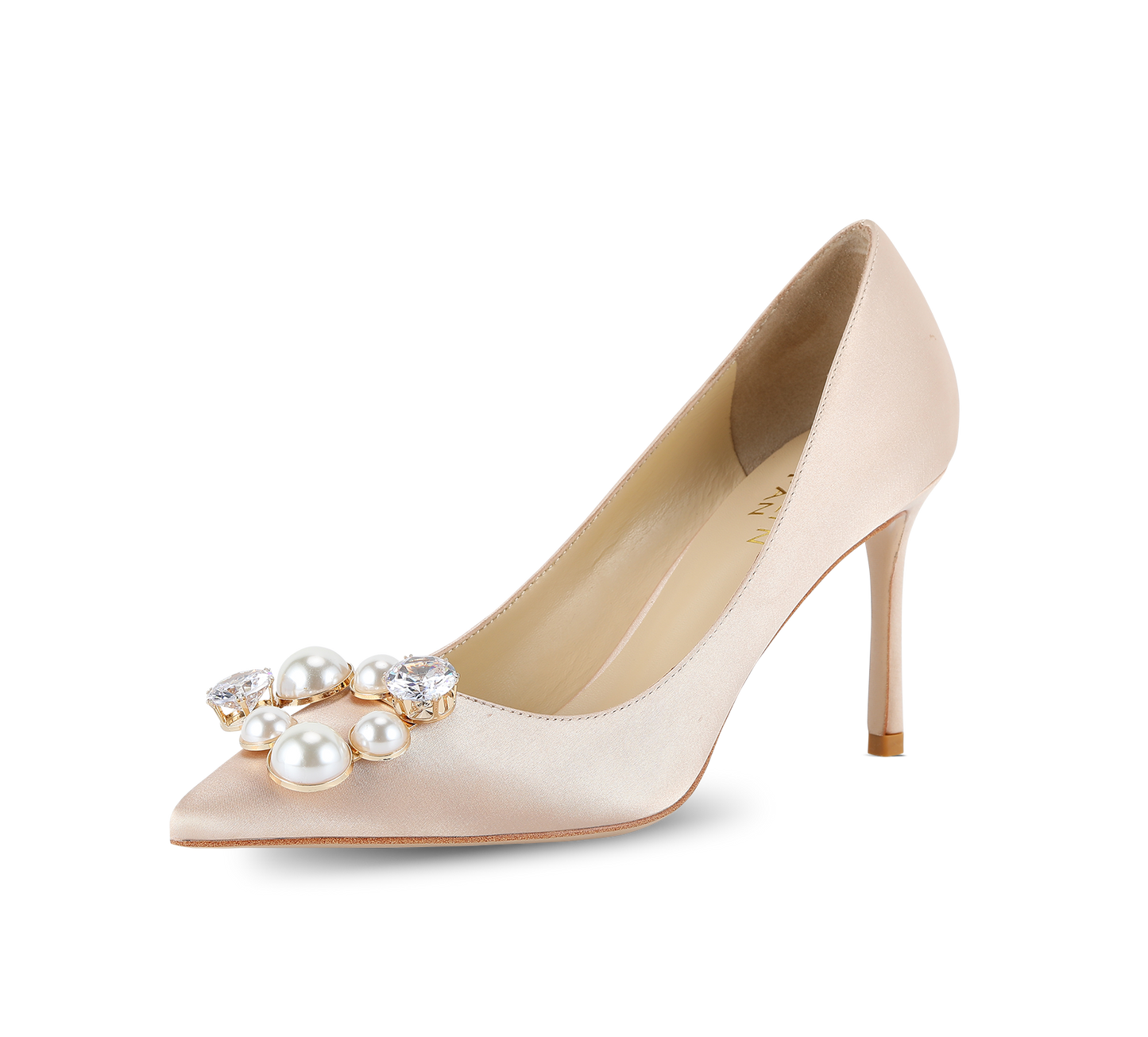 Pearl Buckle Satin Pumps - Kaitlyn Pan Shoes