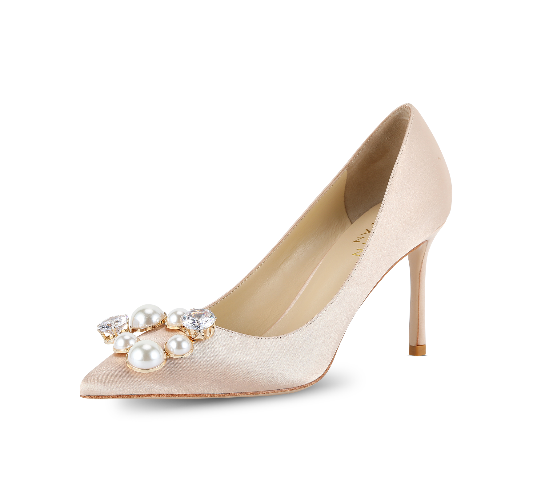 Pearl Buckle Satin Pumps - Kaitlyn Pan Shoes