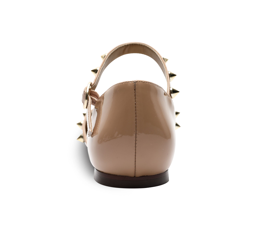Spiky D'orsay Flats - Nude Patent - Kaitlyn Pan Shoes