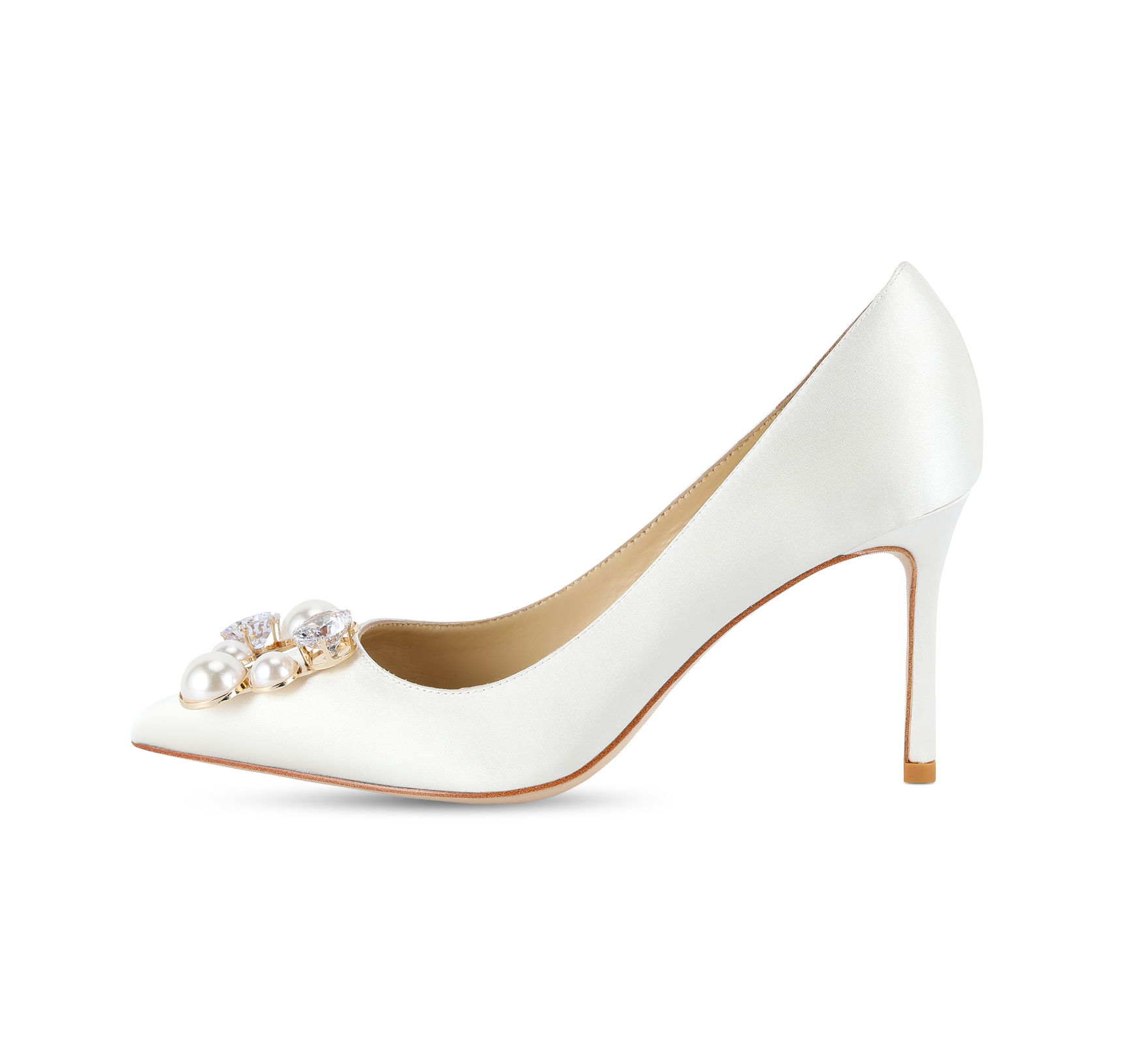 Pearl Buckle Satin Pumps - Kaitlyn Pan Shoes