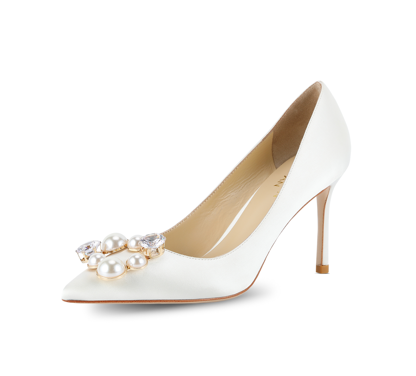 Pearl Buckle Satin Pumps - Kaitlyn Pan Shoes