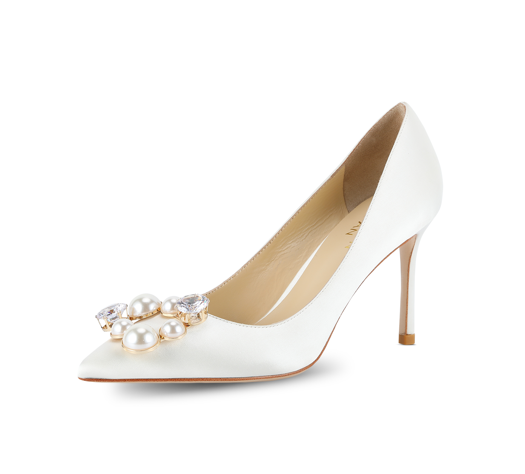 Pearl Buckle Satin Pumps - Kaitlyn Pan Shoes
