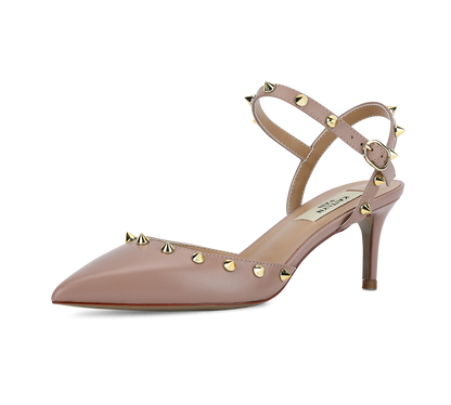 Studded Mid Heel Slingbacks - Kaitlyn Pan Shoes