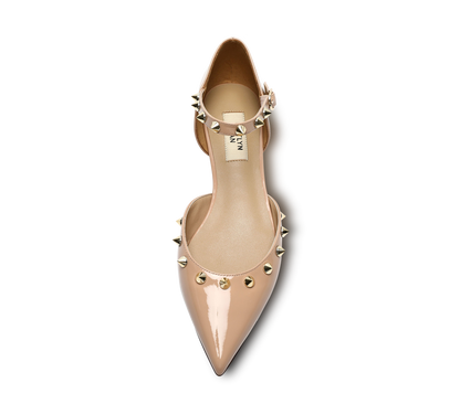 Spiky D'orsay Flats - Nude Patent - Kaitlyn Pan Shoes