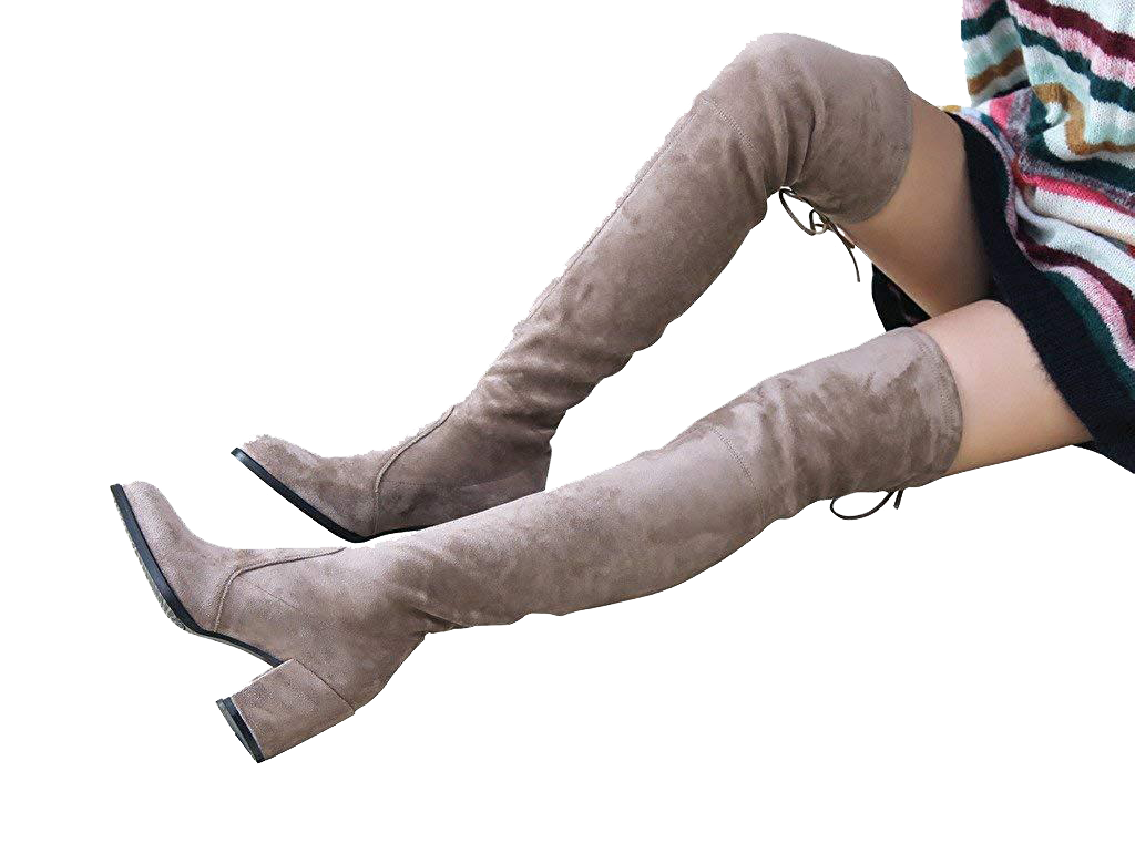 Paige Slim Fit Over The Knee Block Heel Boots - Kaitlyn Pan Shoes