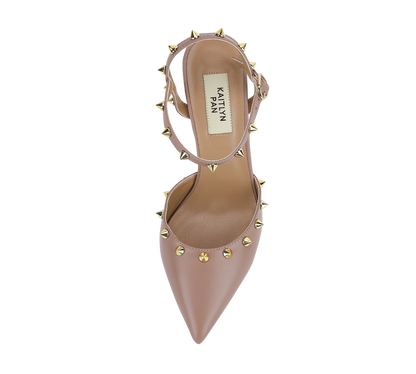 Studded Mid Heel Slingbacks - Kaitlyn Pan Shoes