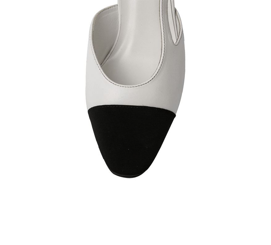 Two Tone Block Heel Slingback Sandals - Kaitlyn Pan Shoes