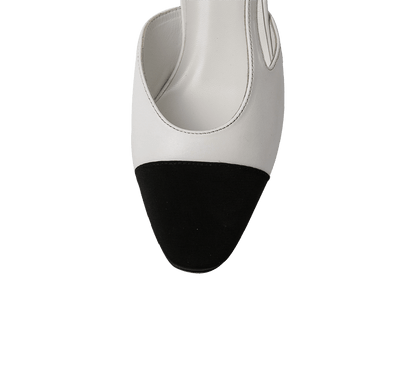 Two Tone Block Heel Slingback Sandals - Kaitlyn Pan Shoes