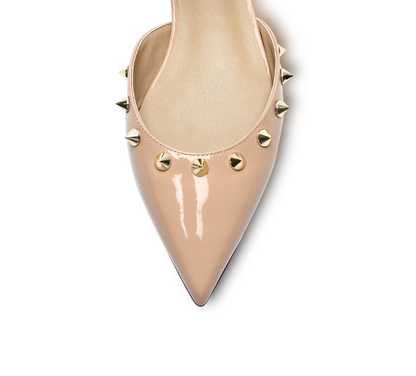 Spiky D'orsay Flats - Nude Patent - Kaitlyn Pan Shoes