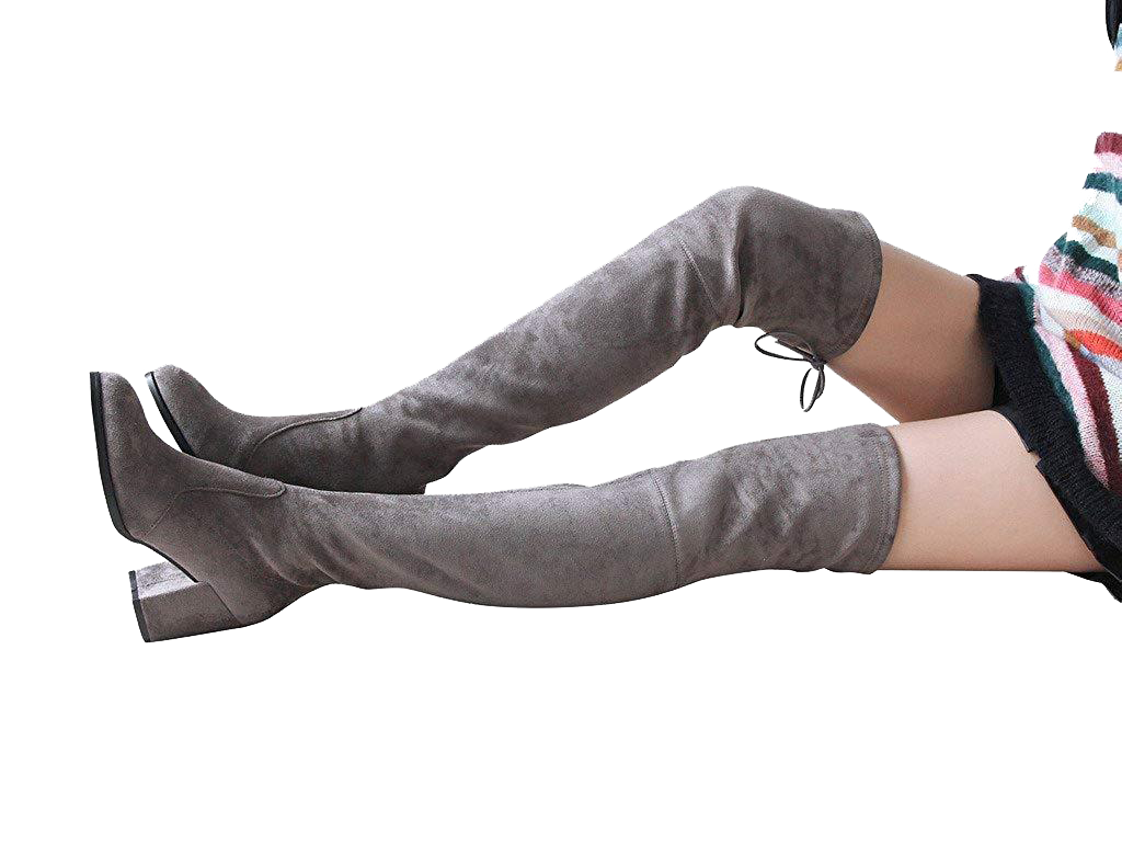 Paige Slim Fit Over The Knee Block Heel Boots - Kaitlyn Pan Shoes