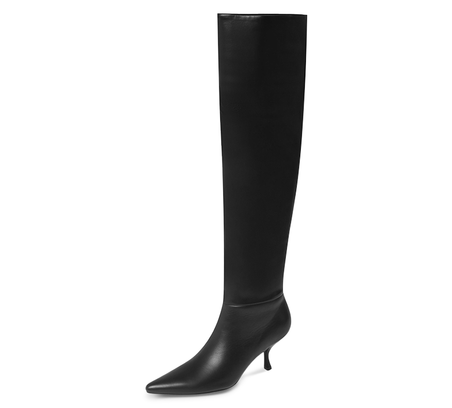 Kitten Heel Knee High Boots - Kaitlyn Pan Shoes