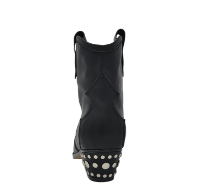 Calf Leather Cowboy Studded Block Heel Boots - Kaitlyn Pan Shoes