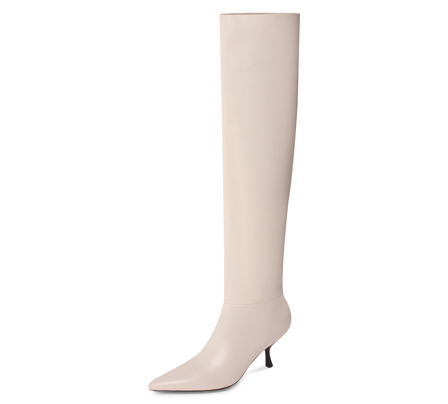 Kitten Heel Knee High Boots - Kaitlyn Pan Shoes