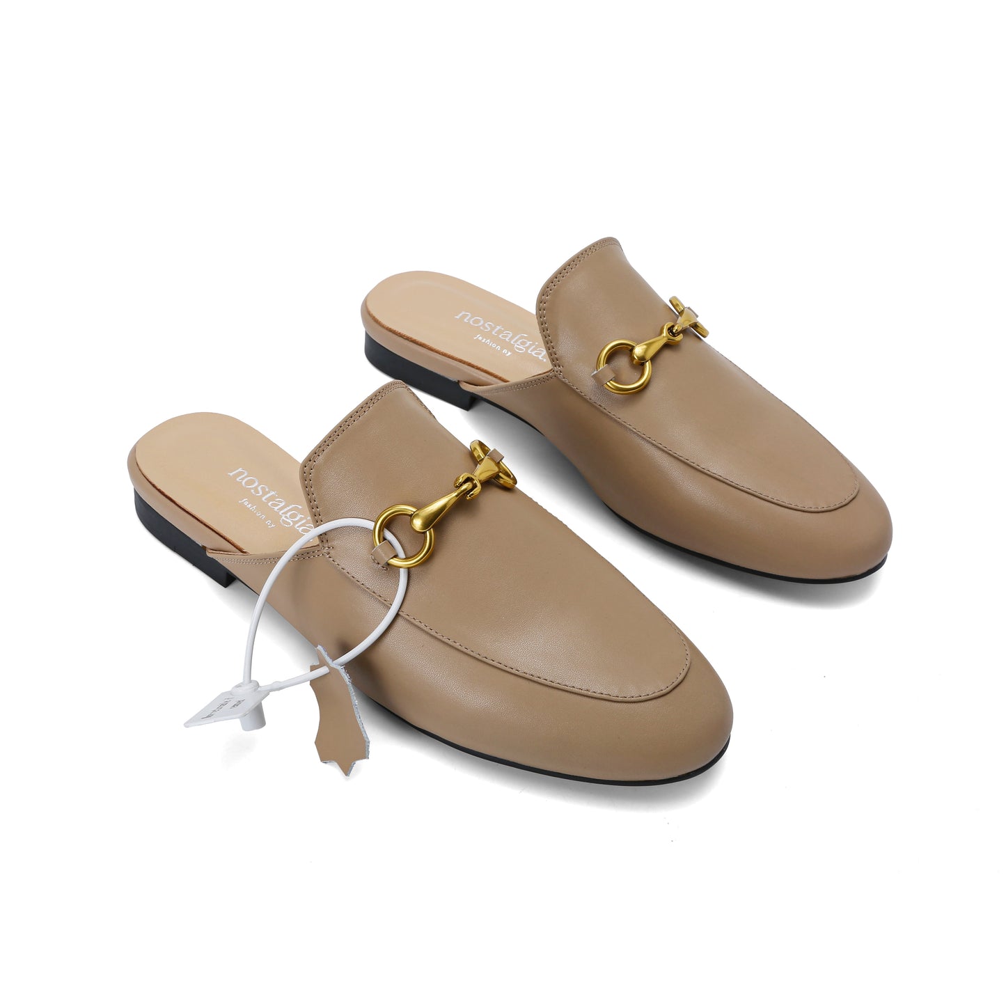 Urbane Genuine Leather Mules with Buckle by Nostalgia Fashion New York