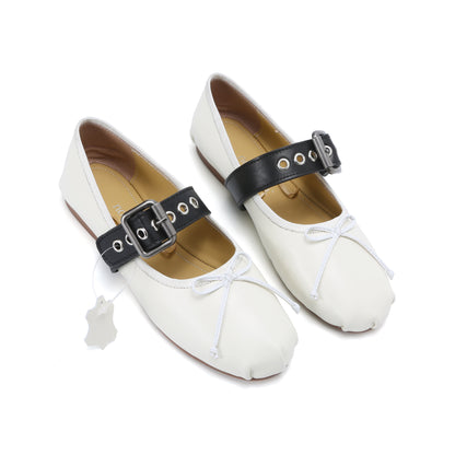 Elegance Genuine Lambskin Buckle Ballet Flats